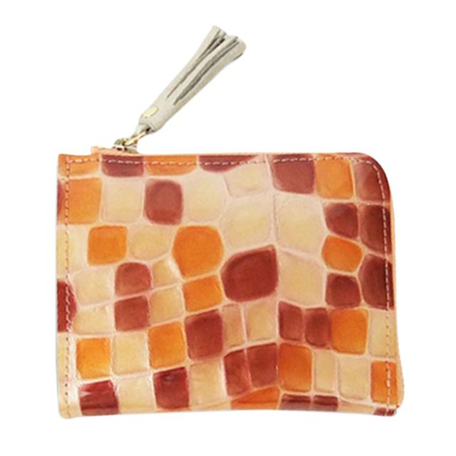 財布 サイフ 折財布 ステンドレザー 本革 牛革 豚革 L字ファスナー