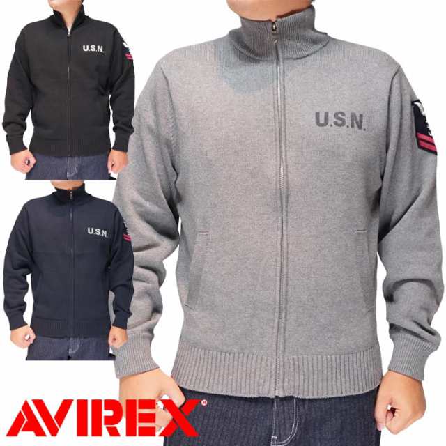 2XL AVIREX TOPGUN ドライバーズニット ジャケット ネイビー 