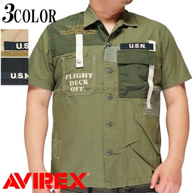 AVIREX アビレックス アヴィレックス リメイク ミリタリー シャツ 半袖 6105094 送料無料