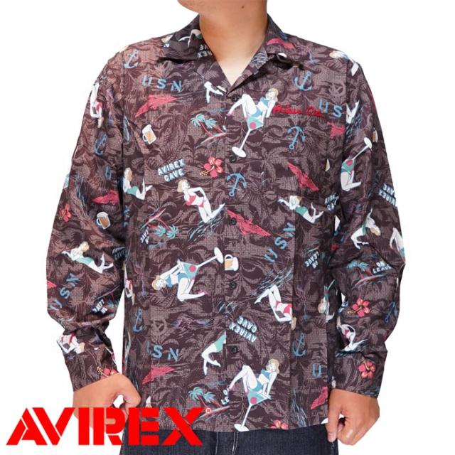 AVIREX アヴィレックス アビレックス 長袖 シャツ メンズ 総柄シャツ リーブ デイズ 6125109 送料無料