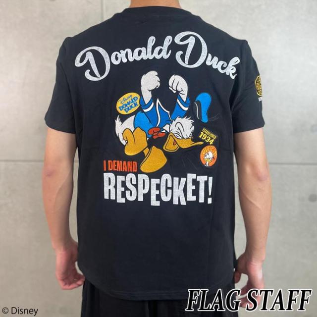 フラッグスタッフ FLAGSTAFF ディズニー コラボ ドナルド Tシャツ 半袖 刺繍 メンズ MOTORCYCLE 452512 送料無料