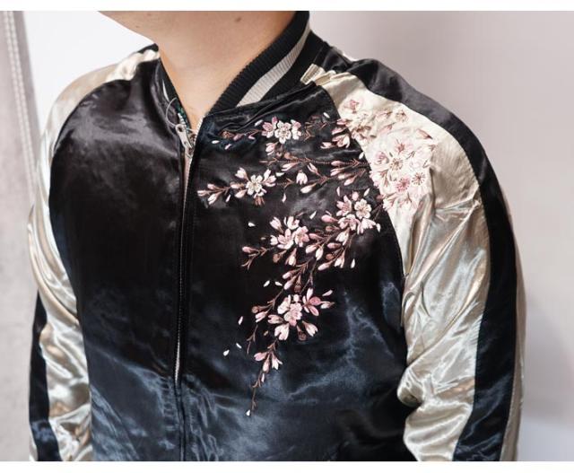 JAPANESQUE ｼﾞｬﾊﾟﾈｽｸ 和柄 スカジャン メンズ レディース 桜刺繍 リバーシブル スーベニア ジャケット 総刺繍 JSKJ-522 送料無料_4