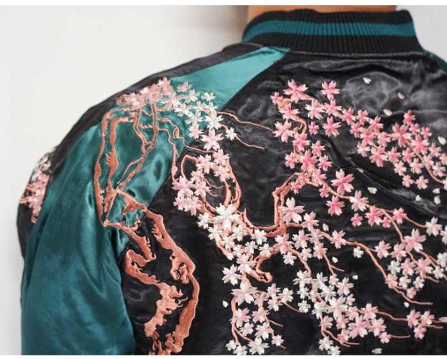 花旅楽団[ﾊﾅﾀﾋﾞｶﾞｸﾀﾞﾝ] 桜金魚 刺繍 リバーシブル 和柄 スカジャン