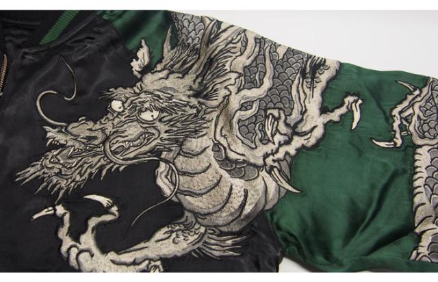 花旅楽団[ハナタビガクダン] 渡龍柄 刺繍 リバーシブル 和柄スカジャン