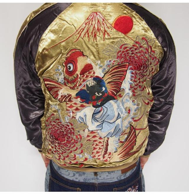 花旅楽団[ハナタビガクダン] 鯉と金太郎 刺繍 リバーシブル 和柄