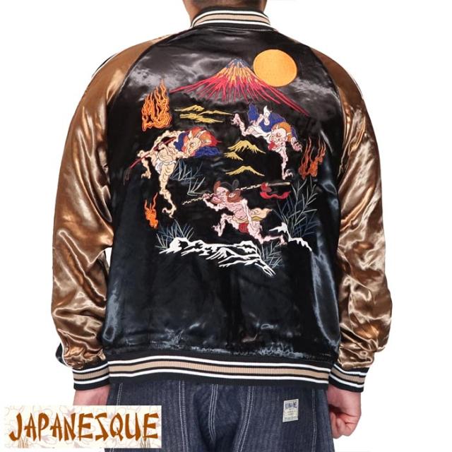 JAPANESQUE ｼﾞｬﾊﾟﾈｽｸ 和柄 スカジャン メンズ レディース 百鬼夜行 リバーシブル スーベニア ジャケット 総刺繍 JSKJ-510 送料無料