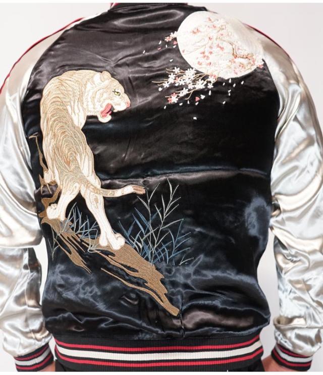 JAPANESQUE ｼﾞｬﾊﾟﾈｽｸ 和柄 スカジャン メンズ レディース 月に白虎 リバーシブル スーベニア ジャケット 総刺繍 JSKJ-511 送料無料_2