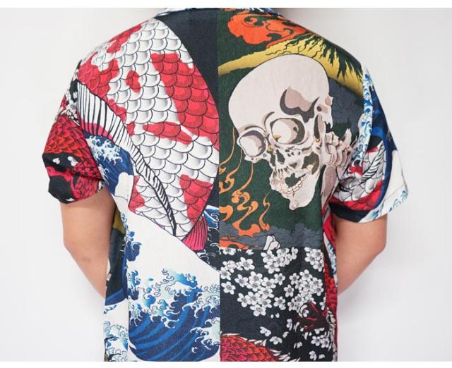 14080円を10%OFFセール 絡繰魂 カラクリダマシイ 和柄 半袖シャツ