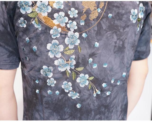 絡繰魂 カラクリダマシイ 和柄 Tシャツ メンズ 半袖 夜桜 タイダイ