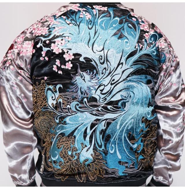 からくり魂 絡繰魂 粋 スカジャン 不死鳥 和柄 メンズ リバーシブル