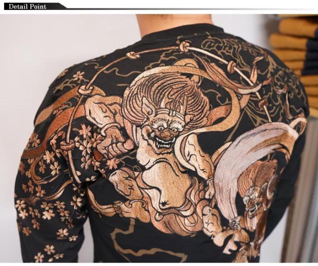 絡繰魂 カラクリダマシイ 和柄 ロング Tシャツ ロンT 長袖 メンズ 風神 雷神 粋 251005 送料無料