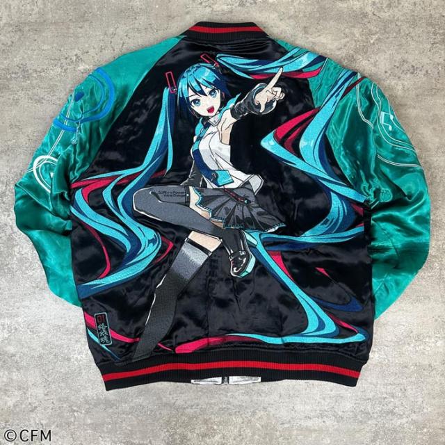 絡繰魂 カラクリダマシイ 初音ミク コラボ 和柄 スカジャン メンズ リバーシブル スーベニア ジャケット 261001 送料無料_2