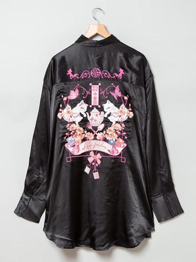 今昔 こんじゃく 和柄 サークルシャツ 昭和喫茶今昔館 メンズ 狐  参丸一 KJ-29212 送料無料_1