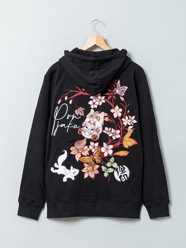 今昔 こんじゃく 狐 和柄 パーカー メンズ 主役はもらった ポンたぬき 参丸一 KJ-29235 送料無料_4