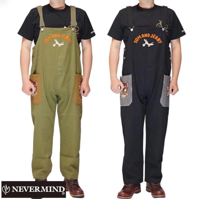 NEVER MIND(ネバーマインド) トムとジェリー コラボ オーバーオール サロペット オールインワン 上下セットアップ TJN-2609 送料無料