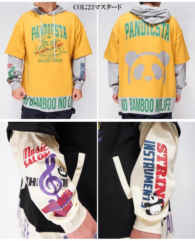 パンディエスタ PANDIESTA パーカー ビッグサイズ メンズ パンダ フェイクレイヤード 和柄 513951 送料無料_2