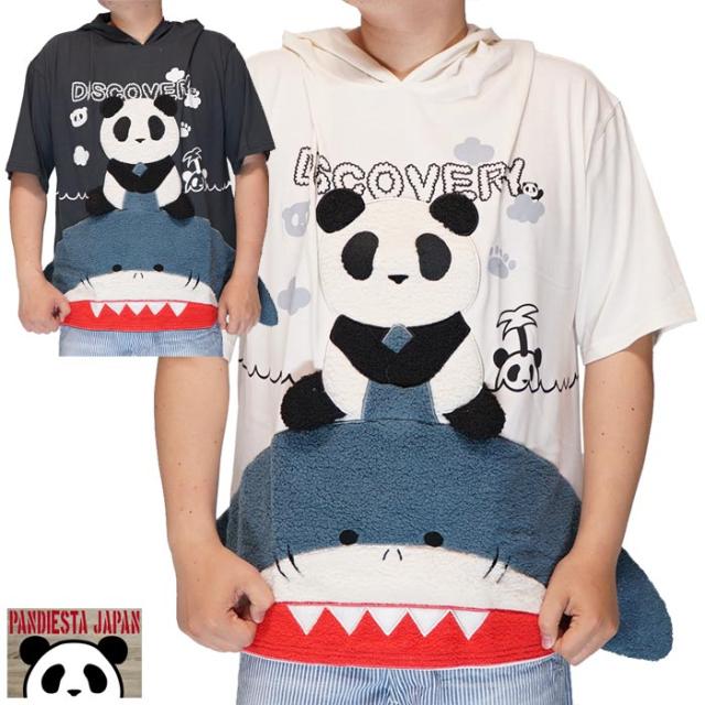 パンディエスタ PANDIESTA プルパーカー 半袖 パンダ メンズ サメ乗りパンダ ビッグサイズ 和柄 554751 送料無料
