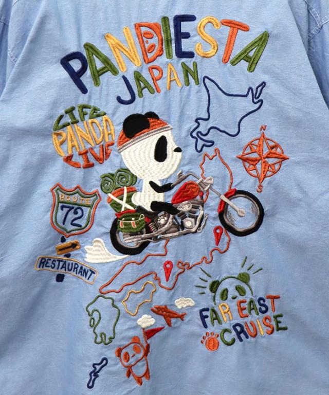 パンディエスタ PANDIESTA パンダ 日本縦断 熊猫旅行 シャンブレー 長袖 シャツ 和柄 564200 送料無料_3