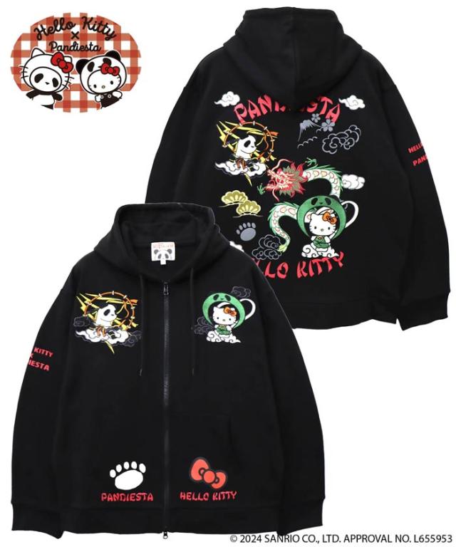 パンディエスタ PANDIESTA Hello Kitty ハローキティ コラボ パーカー メンズ レディース 熊猫風雷神 フルジップ パーカー 564406 送料無料 パンディエスタ PANDIESTA Hello Kitty ハローキティ コラボ パーカー メンズ レディース 熊猫風雷神 フルジップ パーカー 564406 送料無料