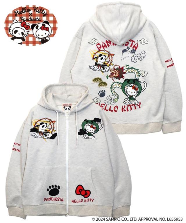 パンディエスタ PANDIESTA Hello Kitty ハローキティ コラボ パーカー メンズ レディース 熊猫風雷神 フルジップ パーカー 564406 送料無料 パンディエスタ PANDIESTA Hello Kitty ハローキティ コラボ パーカー メンズ レディース 熊猫風雷神 フルジップ パーカー 564406 送料無料