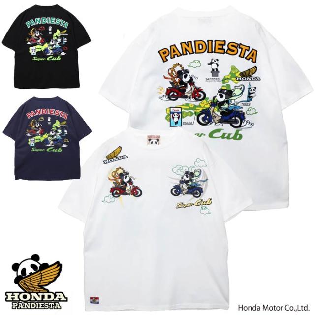 ホンダ Honda パンディエスタ PANDIESTA コラボ Tシャツ パンダ 風雷神 スーパーカブ 和柄 585507 送料無料