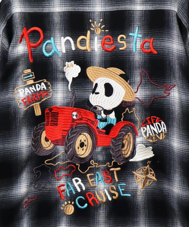 パンディエスタ PANDIESTA オンブレ チェック フランネルシャツ 長袖シャツ パンダ 和柄595204 送料無料_5