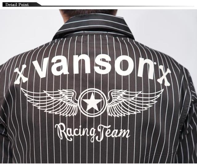 VANSON バンソン 半袖シャツ メンズ ツイル ストライプ ワンスター ロゴ バイカー トップス NVSS-2305 送料無料_3