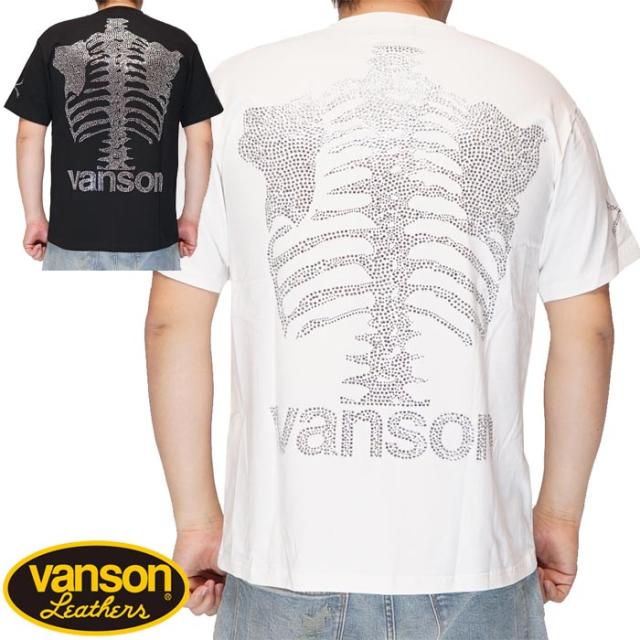 VANSON バンソン Tシャツ 半袖 メンズ 50周年記念モデル ボーン ラインストーン NVST-2411 送料無料の通販は 8,250円