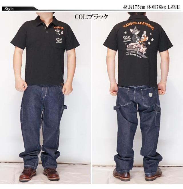 VANSON バンソン トムとジェリー コラボ ポロシャツ 半袖 ロゴ刺繍