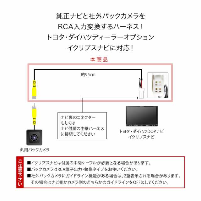 NHZD-W62G NHZN-X62G トヨタ純正ディーラーオプションナビ 汎用バックカメラ 変換ハーネス RCA アダプター ケーブル  RCH001T互換 ah56の通販はau PAY マーケット - イネックスショップ | au PAY マーケット－通販サイト