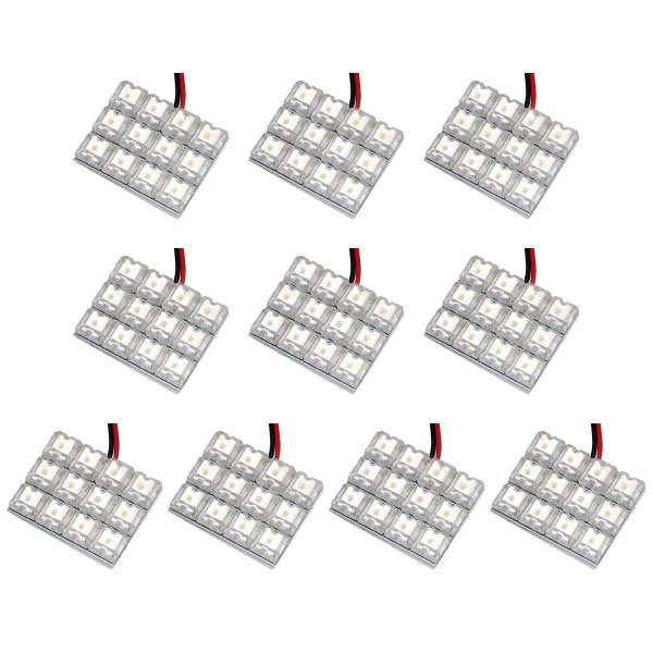 10個セット●● 12V FLUX12連 3×4 LED 基板 端子形状T10×42mm ルームランプ ホワイト｜au PAY マーケット