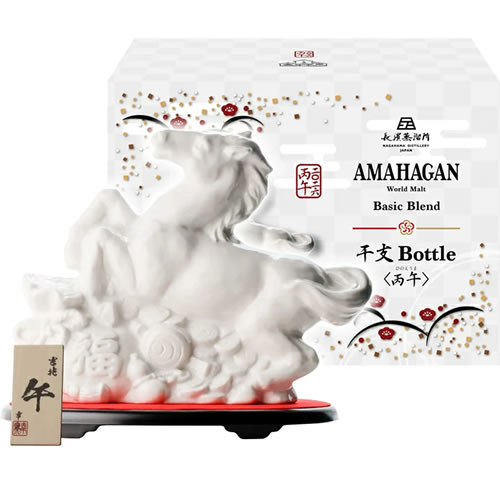 午 アマハガン ワールドモルト 干支ボトル 丙午 700ml 47度 馬 うま ブレンデッドウイスキー 長浜浪漫ビール AMAHAGAN　ギフト プレゼント（4573286175732）