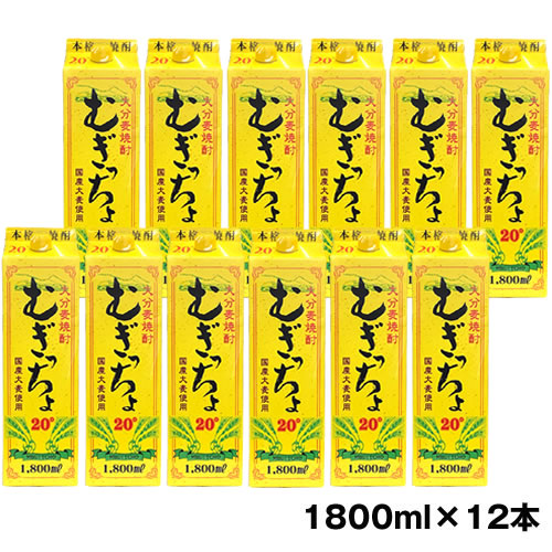 まとめ買い 大分麦焼酎 紙パック 12本セット 老松酒造 むぎっちょ 紙パック 20度 1800ml×12 送料無料　ギフト プレゼント(4968167083846)