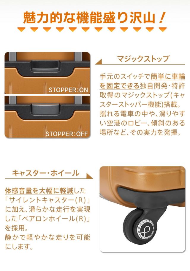 【OFF】モールクーポン対象！メーカー直送 スーツケース キャリーケース (98L) 7〜10泊 ハード フレームタイプ 日本製 Proteca プロテカ【チェッカーフレーム】 00144_12