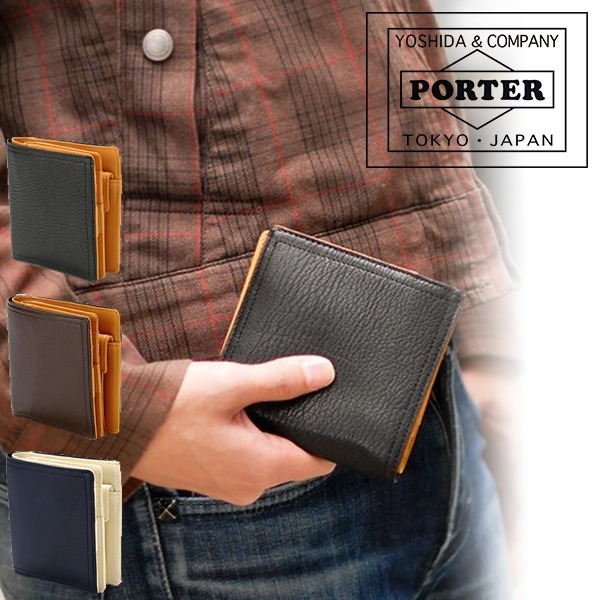 【送料無料】吉田カバン ポーター PORTER 折財布 DOUBLE ダブル メンズ 正方形 人気ブランド ゴート革 129-06012