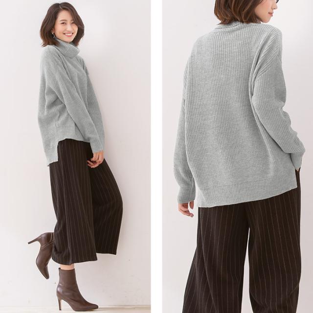 畦編み オーバーサイズ タートルニット タートルネックニット オーバーサイズ ざっくりニット レディース 秋新作の通販はau Pay マーケット Pierrot ピエロ