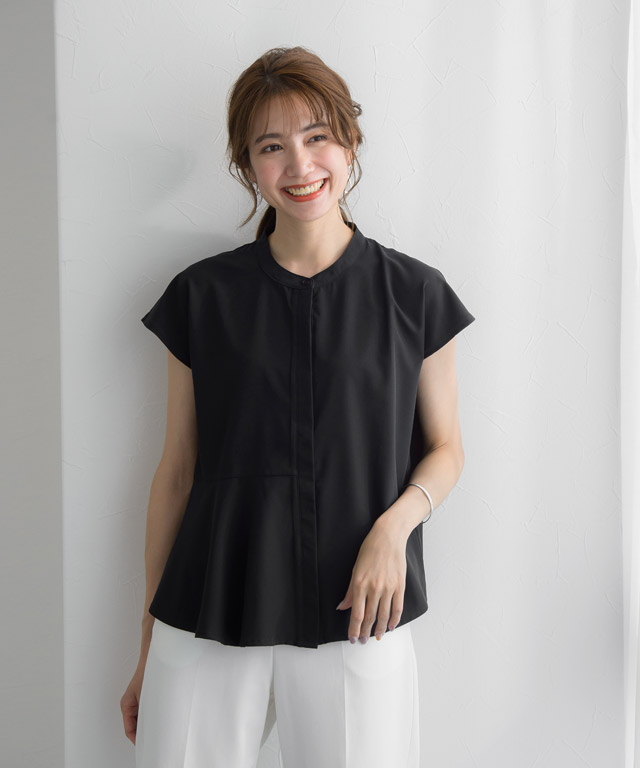 フレア 切り替え ノーカラー ブラウス シャツ レディース 夏新作 Mdの通販はau Pay マーケット Pierrot ピエロ