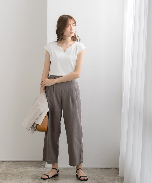 綿麻 タック ワイドパンツ タックパンツ レディース 夏新作の通販はau Pay マーケット Pierrot ピエロ