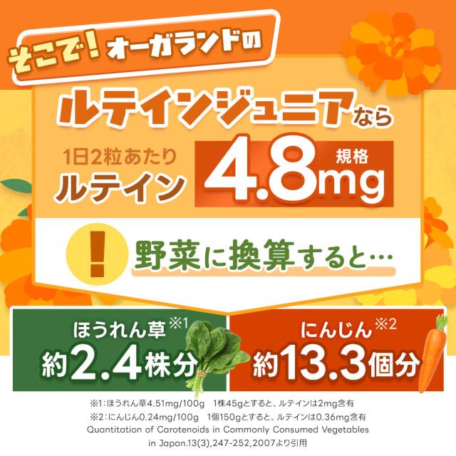 ルテインジュニア （約12ヶ月分） 送料無料 子供用 サプリ キッズ サプリメント ブルーベリー味 野菜 栄養 アントシアニン 目薬の木 ビルベリー デジタルケア ブルーライト 自然由来 DHA 乳酸菌 フローラグロールテイン オーガランド 子供 こども 目 43001_11