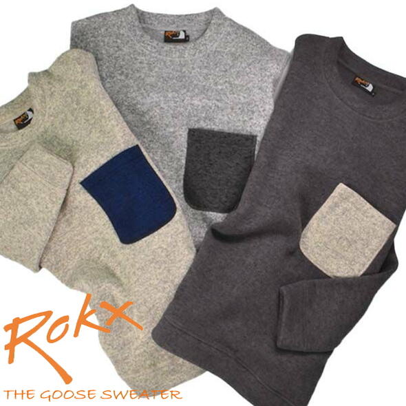 交換送料片道無料 ロックス ROKX ユニセックス ウェア ザ グース セーター THE  SWEATER RXMF224003 アッシュ ヘザー チャコール