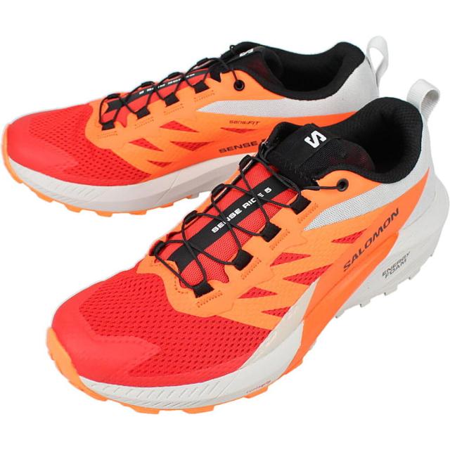 交換送料片道無料 サロモン salomon メンズ トレイルランニングシューズ センス ライド 5 ルナロック/ショッキングオレンジ/ファイアリーレッド 470462