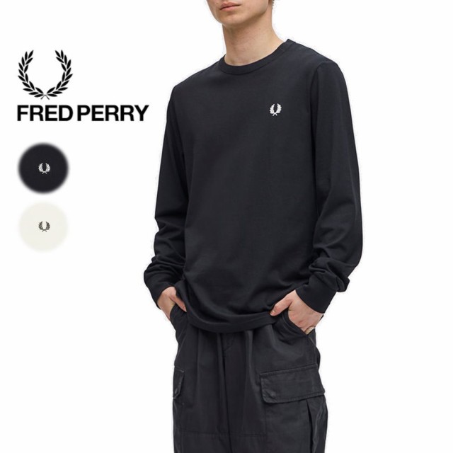 フレッドペリー FRED PERRY ロング スリーブ クルー ネック Tシャツ Long Sleeve Crew Neck T-Shirt M8700 102(BLACK) 129(SNOW WHITE)