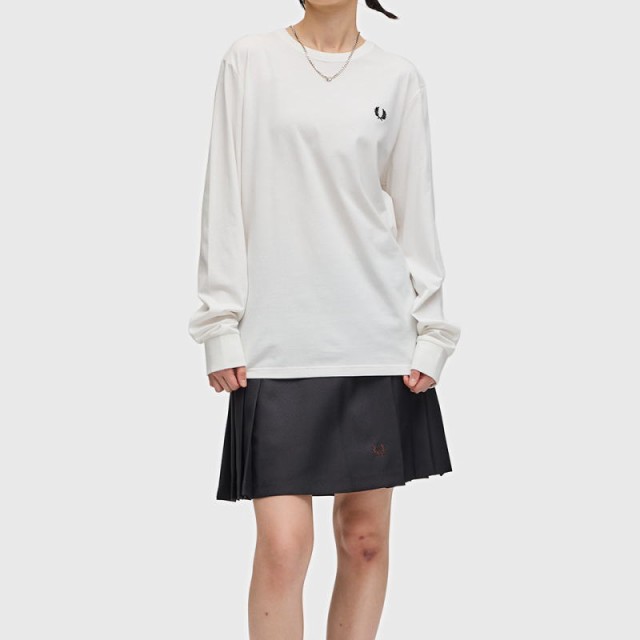 フレッドペリー FRED PERRY ロング スリーブ クルー ネック Tシャツ Long Sleeve Crew Neck T-Shirt M8700 102(BLACK) 129(SNOW WHITE)