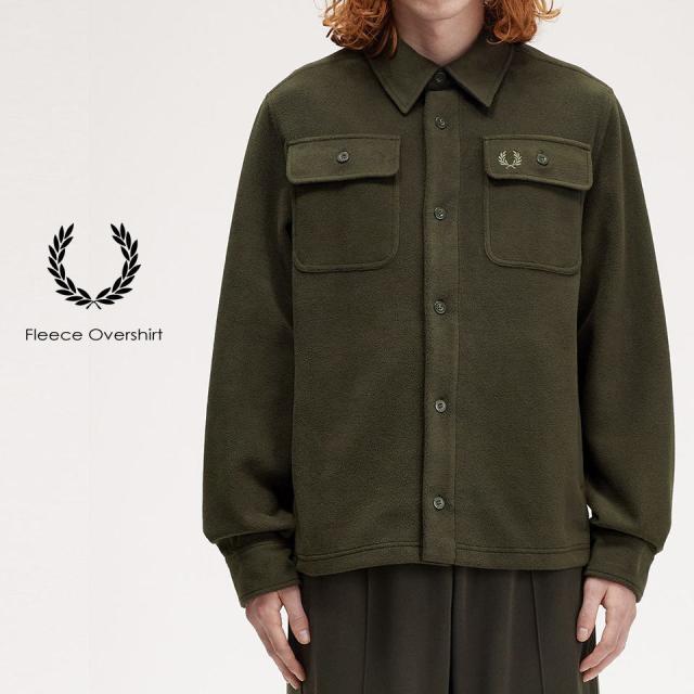 フレッドペリー FRED PERRY フリース オーバーシャツ Fleece Overshirt M8724 601(HUNTING GREEN)