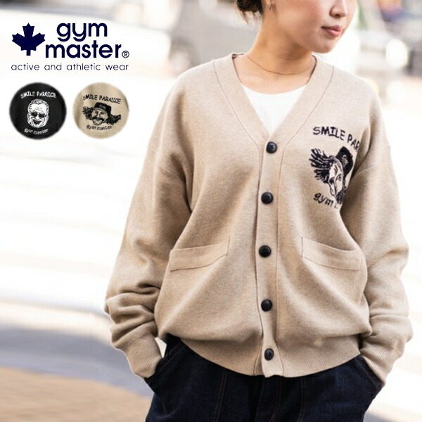 ジムマスター gym master ジャガードニットSMILE PARADICE カーデ G421723 05（ブラック） 31（ベージュ）
