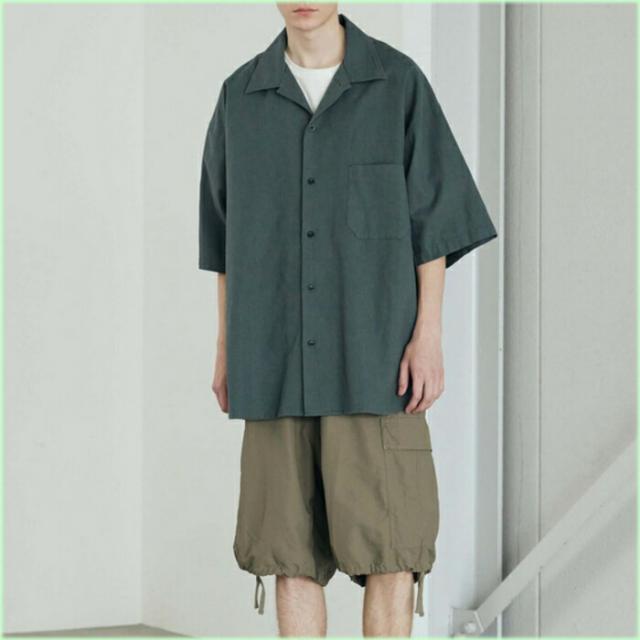 アーミーツイル ARMY TWILL ウェア コットン リネン スラブ ビッグ スリーブ シャツ Cotton Linen Slab Big Half Sleeve Shirt 2517008 エクリュ ブルー チャコールグリーン_4