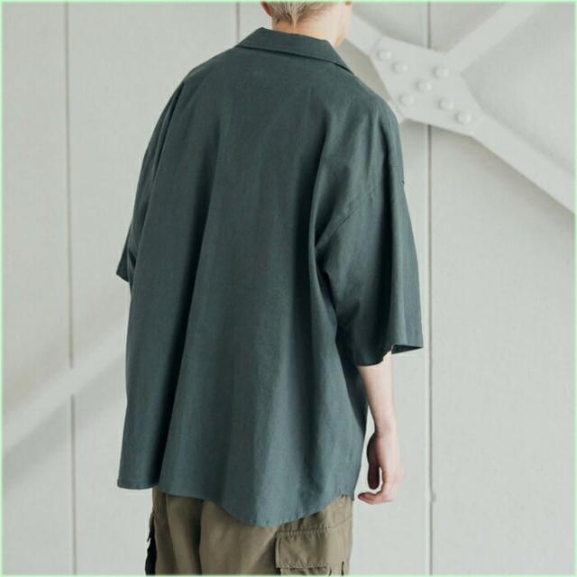 アーミーツイル ARMY TWILL ウェア コットン リネン スラブ ビッグ スリーブ シャツ Cotton Linen Slab Big Half Sleeve Shirt 2517008 エクリュ ブルー チャコールグリーン_5