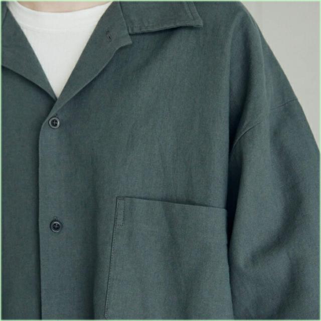 アーミーツイル ARMY TWILL ウェア コットン リネン スラブ ビッグ スリーブ シャツ Cotton Linen Slab Big Half Sleeve Shirt 2517008 エクリュ ブルー チャコールグリーン_6