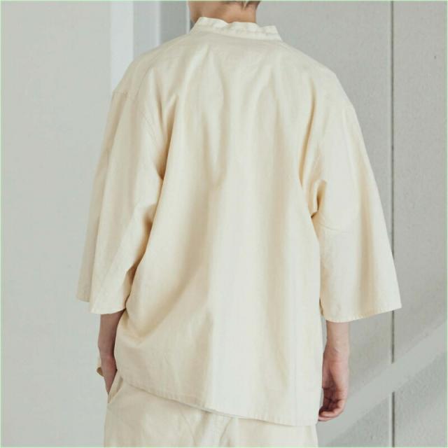 アーミーツイル ARMY TWILL ウェア コットン リネン スラブ ハーフ スリーブ スモック シャツ Cotton Linen Slab Half Sleeve Smock Shirt 2517009 エクリュ チャコールグリーン_3