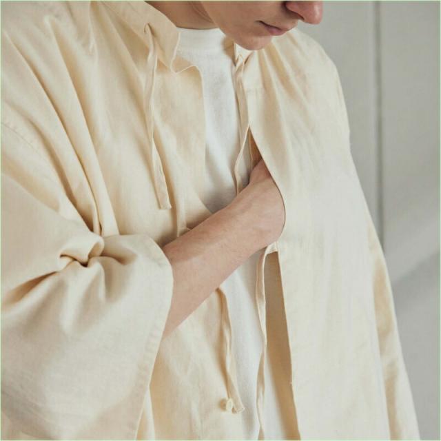 アーミーツイル ARMY TWILL ウェア コットン リネン スラブ ハーフ スリーブ スモック シャツ Cotton Linen Slab Half Sleeve Smock Shirt 2517009 エクリュ チャコールグリーン_5